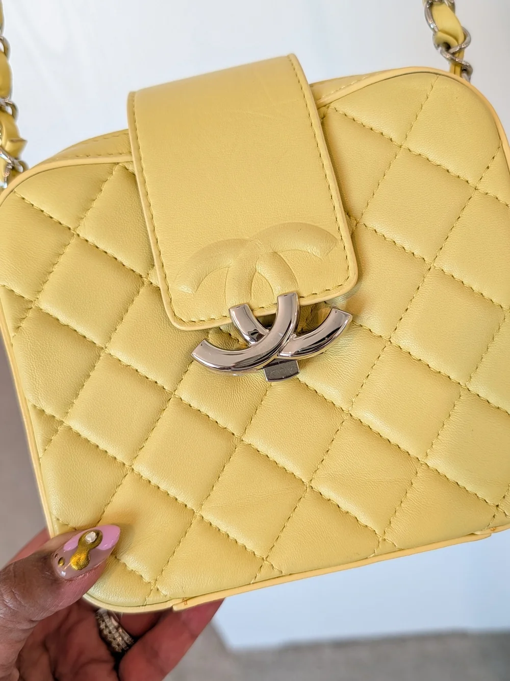 CHANEL Yellow CC Box Camara Bag In